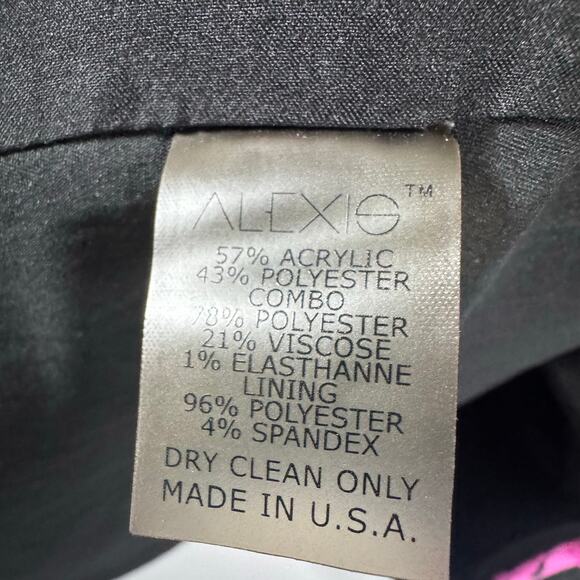 ALEXIS Saratova Hot Pink Black Short Sleeved Zip Up Cocktail Party Dress Barbie - Picture 7 of 7